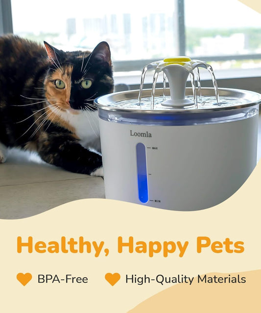 Elevate Your Pet's Hydration: Stylish Stainless Steel Cat & Dog Water Fountain - 85 Oz/2.5L with LED Lights & Filters!