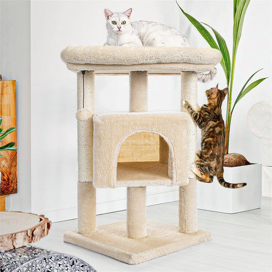 Elevate Your Cat's Playtime with the 29" Plush Cat Tree Tower - Complete with Scratching Posts & Cozy Perch!