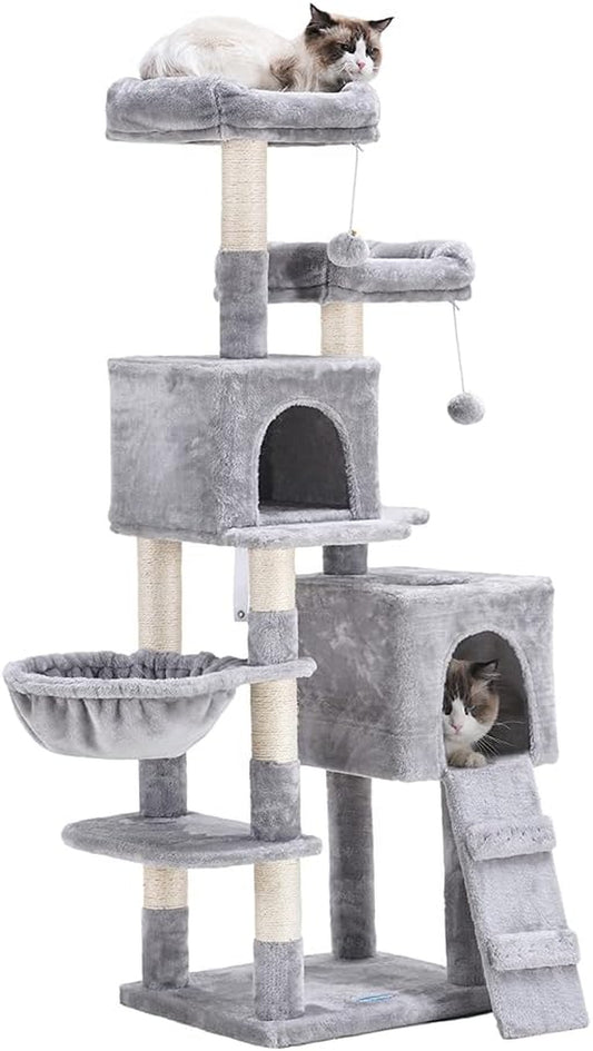 Experience Ultimate Comfort: 58-Inch Multi-Level Cat Tree Condo with Plush Condos and Sisal-Covered Posts - Perfect for Your Feline Friend!